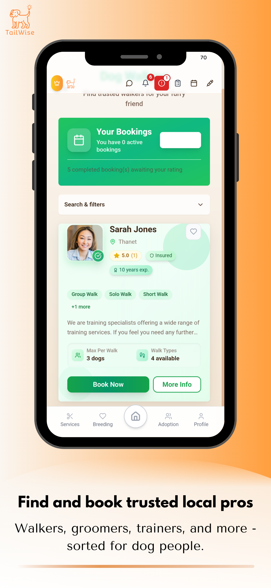 Book pet services in-app